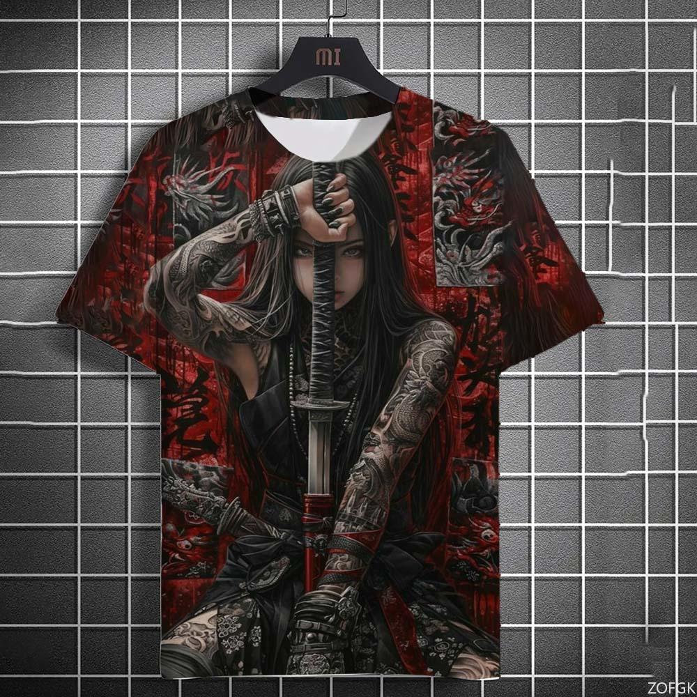 Tattoo Girl Pattern Men's T-Shirt Cartoon 3d Printed Oversized Sweatshirt For Men Bad Girl Harajuku Top Short Sleeve T Shirts
