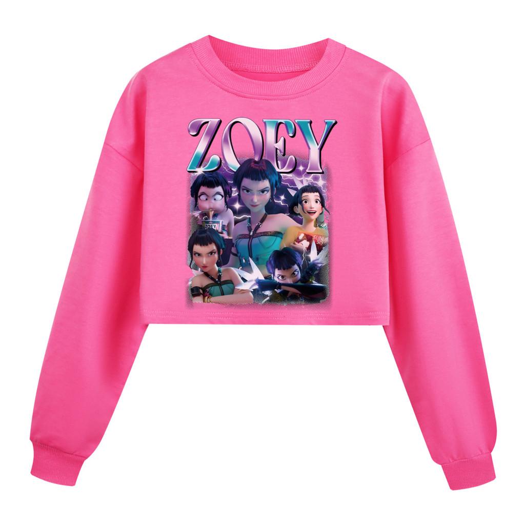 

5002 Детский Свитшот для Девочек Руми Зои Мира с Принтом, Повседневный, с Длинными Рукавами, Круглым Вырезом 170cm розы красного