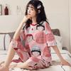 Japanese summer department new cotton pajamas women's fresh pastoral style student casual loungewear round neck short-sleeved suit
