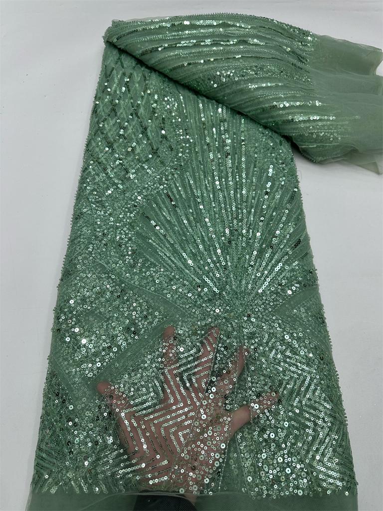African Sequins Lace Fabric 2026 High Quality Embroidery French Beaded Lace Fabrics Nigerian For Bridal Dress Sewing Material