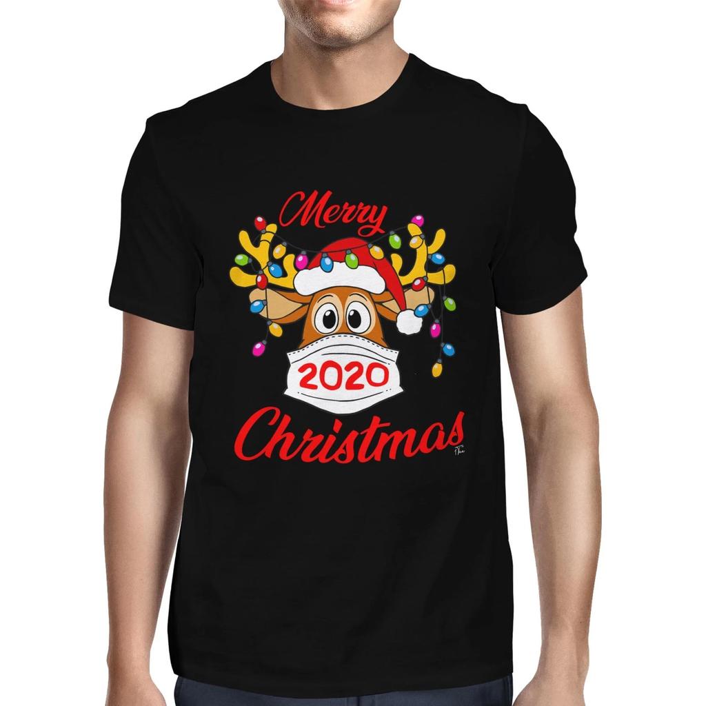 1Tee Mens Merry Christmas Reindeer 2020 T-Shirt