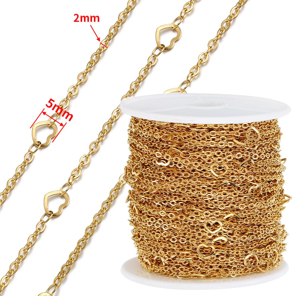 2meters Stainless Steel Cable Curb Chains for DIY Jewelry Making DIY Gold Color Tube Beads Chain Necklace Bracelet Components