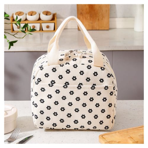 Large Capacity Lunch Bag, Insulated for Cold and Heat, Stylish, Cute Floral Print, Large, Waterproof Lunch Bag, Fits Water Bottles, Food Storage, Perf