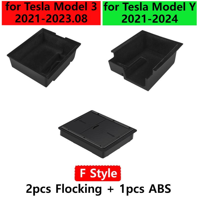 For Tesla Model Y 3 2023 2022 Center Console Storage Organizer Box Tray Armrest Hidden Box Water Cup Holder Interior Accessories