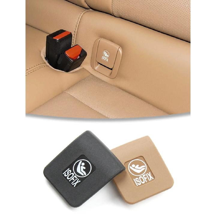 2 Colors Rear Seat ISOFIX Buckle Flip Cover Child Seat Safety Belt Caps Fit For Cadillac CT5-2 2020-2024 White Symbol