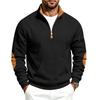 Men's Fleece Lined Color Block Zip Up Stand Collar Sweatshirt.