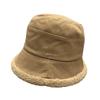 Fisherman's hat children autumn and winter lamb plush cold-proof warm basin hat short brim casual versatile face small bucket hat