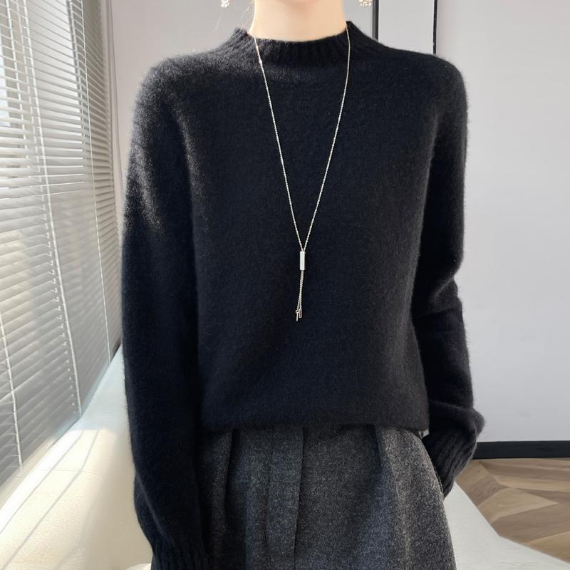 

Женский кашемировый свитер Qinghe кашемир 30% кашемир 70% шерсть осенне-зимний пуловер теплый и модный XL чёрный