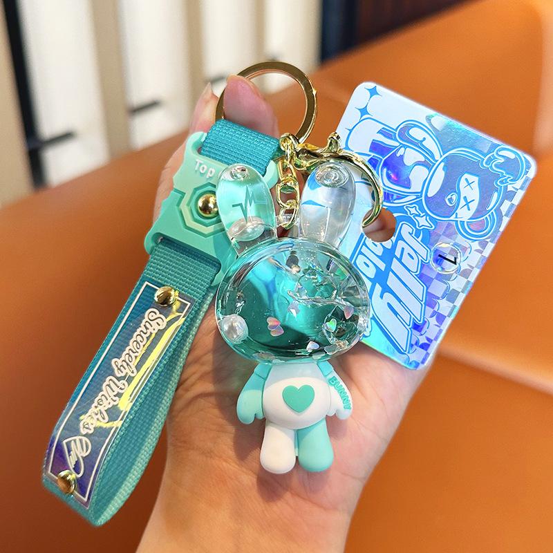 Heart Rabbit Oil Keychain Fashion Personality Cartoon Rabbit Keyring Girls Exquisite Bag Pendant