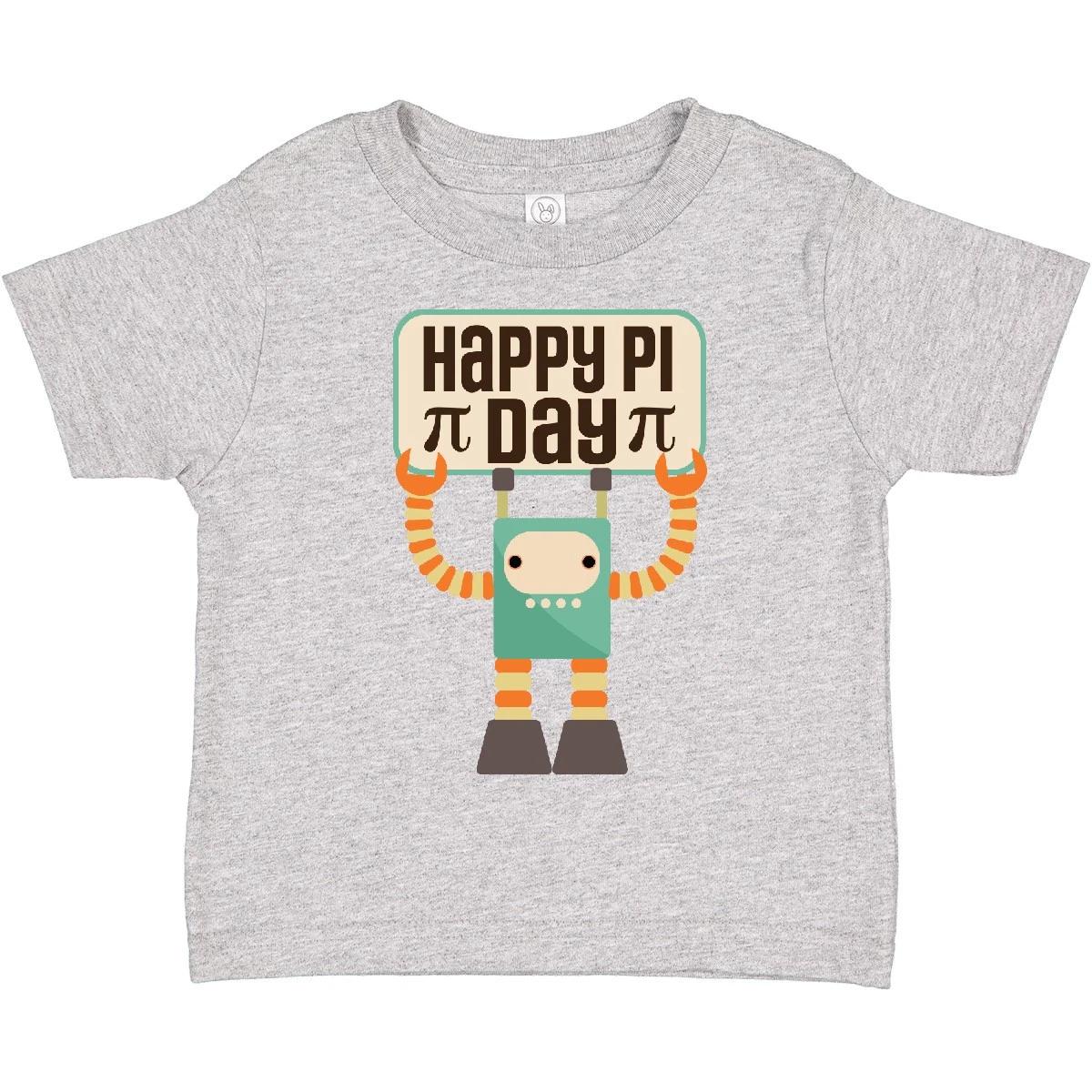 

Inktastic Happy Pi Day Robot Math Class Toddler kids boys T-Shirt Teacher Major School For 100
