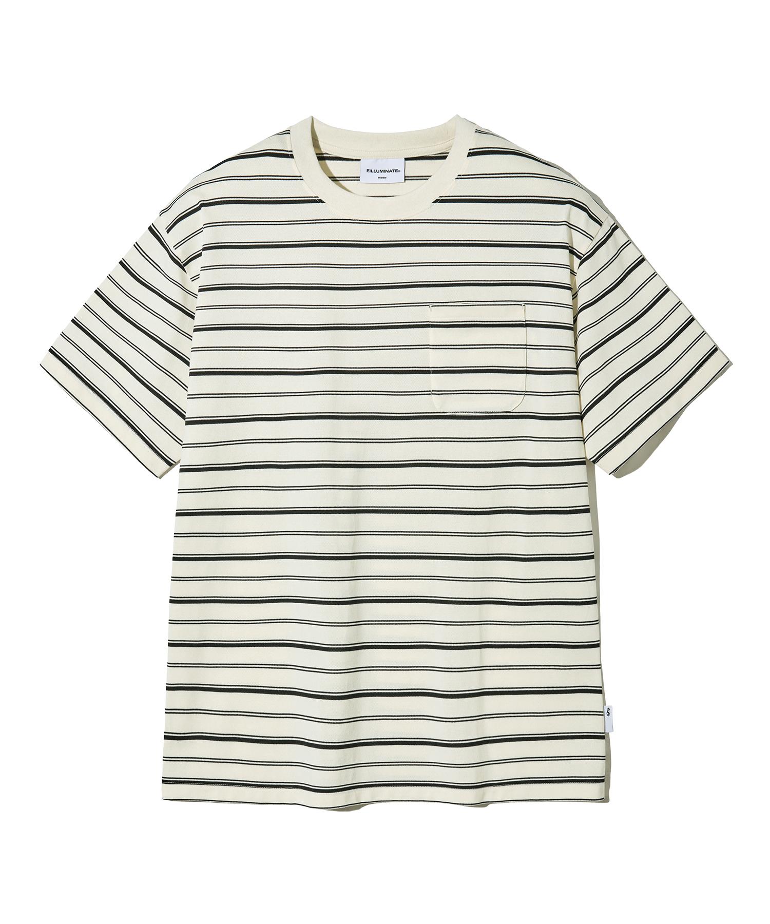 Illuminate Pocket Stripe T-Shirt - Ivory Ivory/S