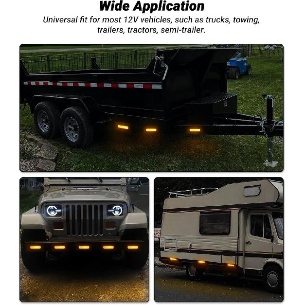 7.5 Inch Aluminum Housing Amber 24LEDs Trailer Side Marker Turn Signal Light Surface Mount Clearance Lights Of Truck Motorcycle Tractor RV Pickup,