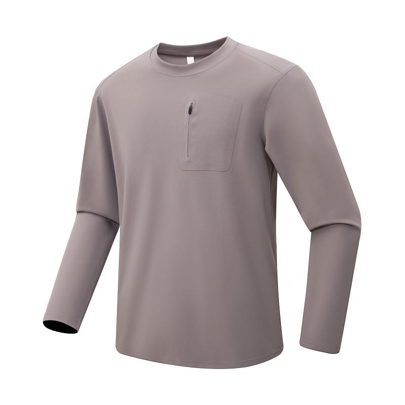 

Men s Thin Fleece Crewneck Long-Sleeve Hoodie for Autumn & Winter - Elastic Warm Base Layer for Outdoor Sports & Casual Wear M коричневий