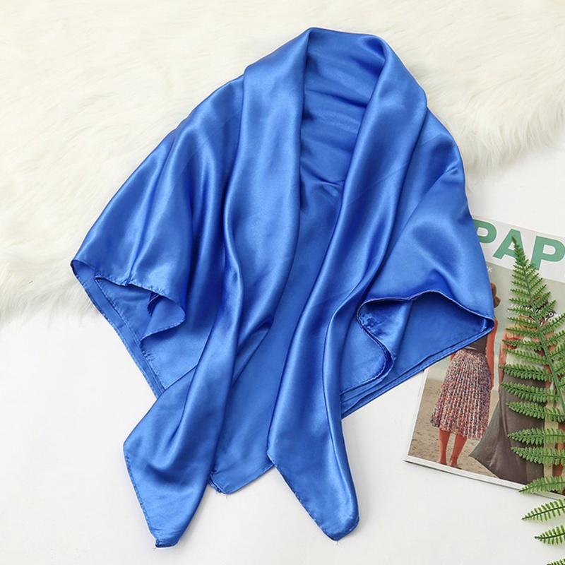 90*90cm Big Size Headwraps Solid Colors Neckerchief Hijab Women Satin Headband Hair Scarves Female Shawls Head Scarfs for Ladies