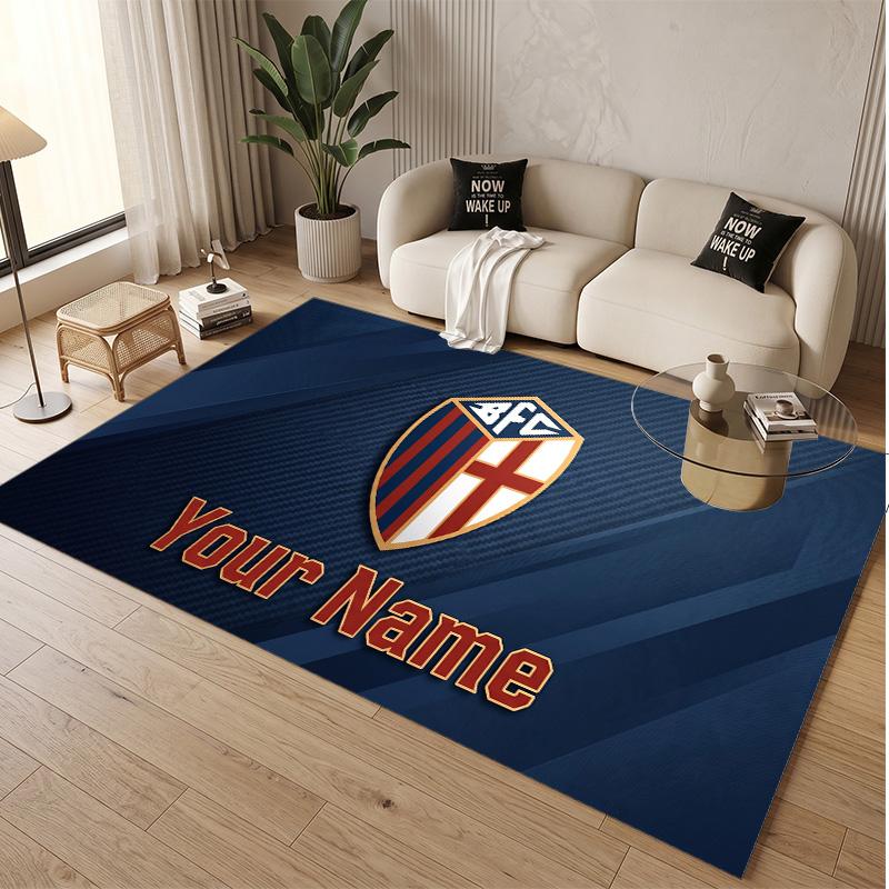 Personalized Crystal Velvet Carpet Bologna FC Pattern Non Slip Floor Rug