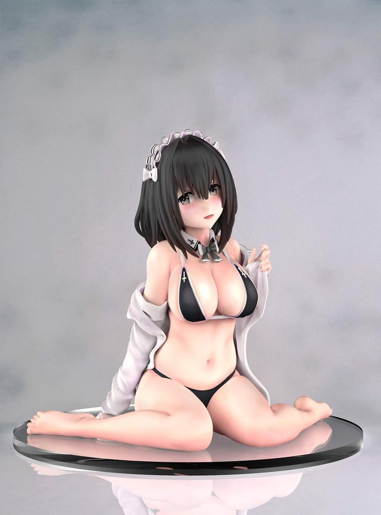 Manga artist and illustrator Shinchogen's "Black Swimsuit Maid" painted finished figure