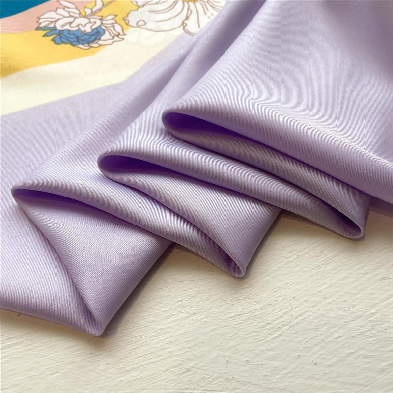 Fashion Temperament Silk Scarf Flower Print Scarf Twill Silk Large Square Scarf 91x91cm Shawl Sun Protection Travel Headscarf