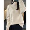 Women's High Neck Wool Sweater - Thick, Loose Knit Top for Autumn/Winter