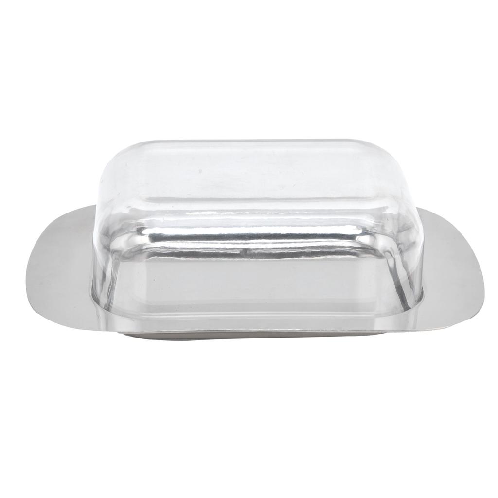 Stainless Container Quadrate Butter Steel Dish Cheese Keeper With Transparent Lid For Kitchen