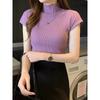 Womens Slim Fit Half Turtleneck Sleeveless Knit Top Lightweight Chiffon-Feel Sweater Vest Early