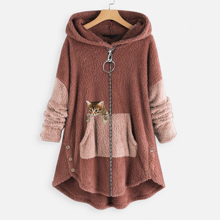 Plus Size Creative Autumn Harajuku Style Street Fashion Velvet Clothes Women Loose Clothes Animal Pattern