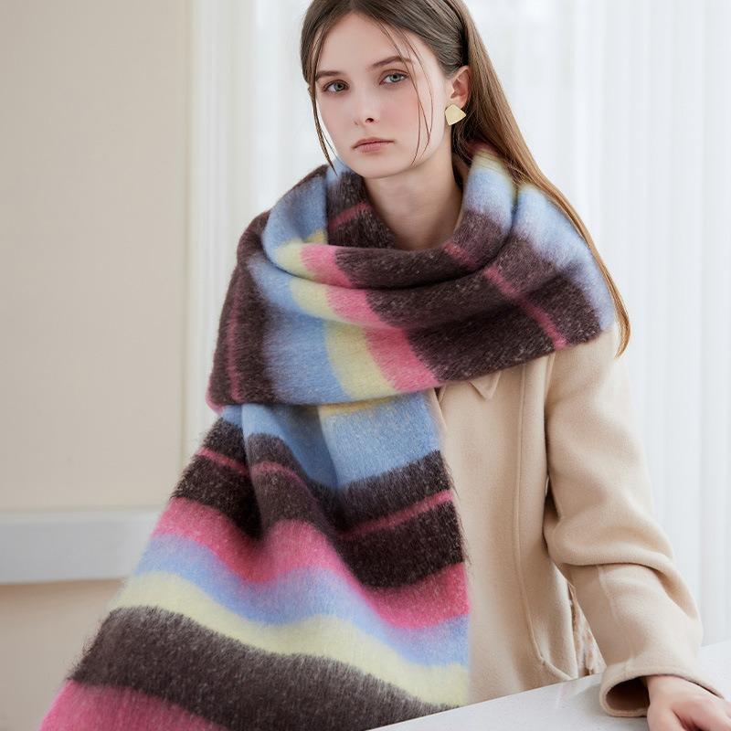 Thickened Warm Imitation Cashmere Scarf Women's Winter Fringed Scarf Retro Fashion Scarf Shawl