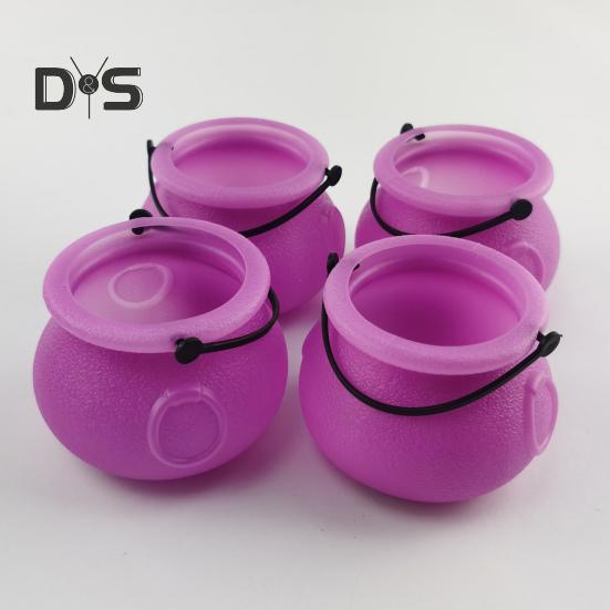 12Pcs Halloween Candy Buckets Black Plastic Witch Cauldron Kettle Halloween Pot Goody Holder for Party Favors Home Festival Decoration