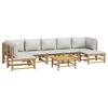 8 Piece Garden Lounge Set with Cushions Light Grey Bamboo Brown