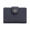 Corner Zip 13 Snap Storage Leather Card Holder Wallet Medium Women Wallet Dark-Blue 6390-IMMID