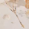 Long cross necklace multi-layer stacked pendant light luxury high sense diamond collarbone chain women