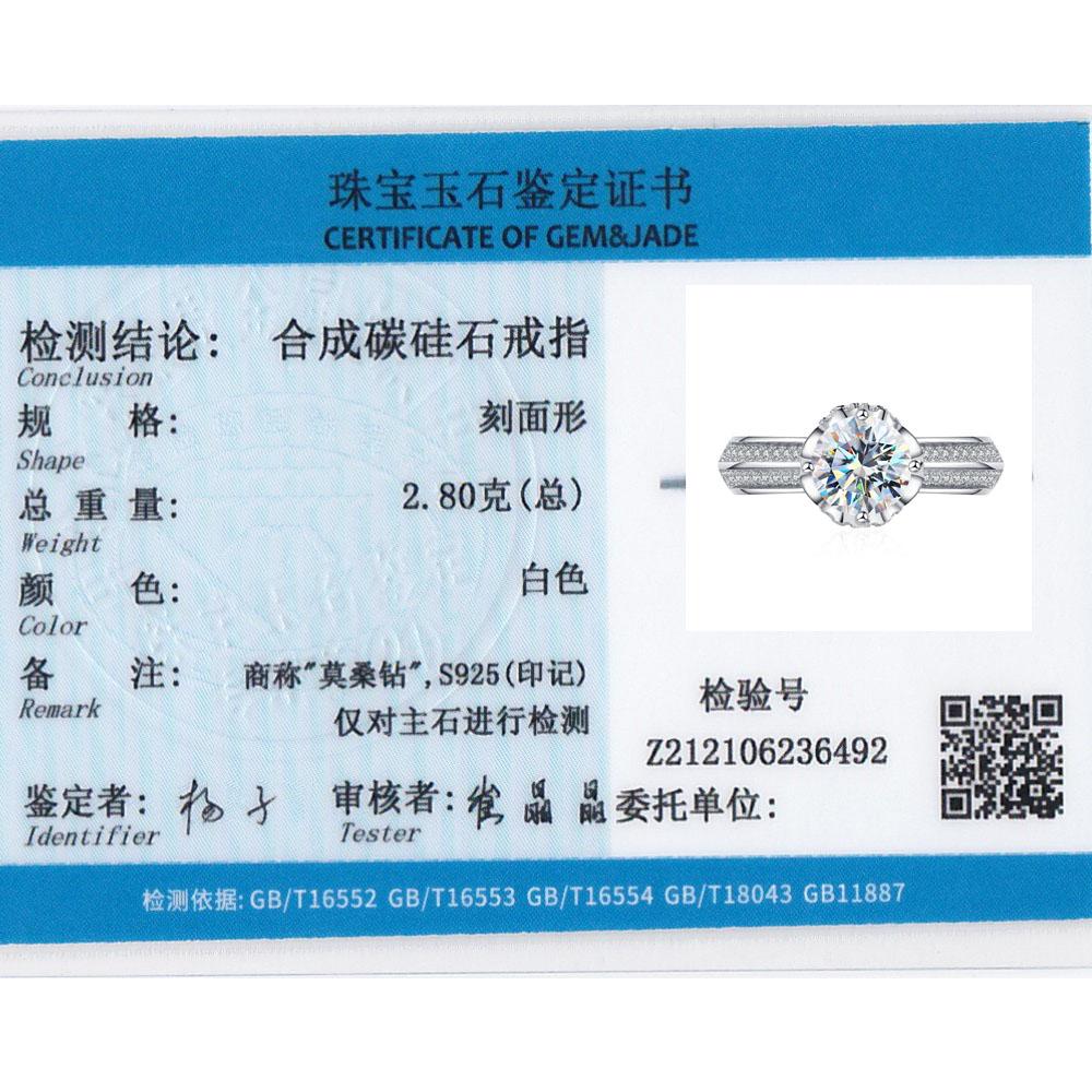 Vinregem Eleganter 100% 925 Sterlingsilber 3EX VVS1 D Farbe Rundschliff 6,5 MM 1 CT Echte Moissanit Diamanten Ring Hochzeit Verlobung Feiner Schmuck Geschenke