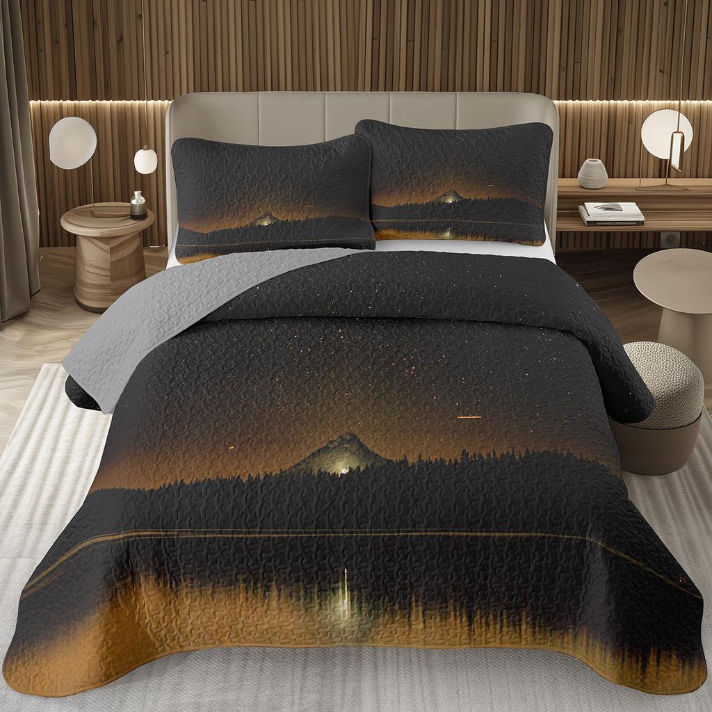 Mountain Bedspread Queen/Twin, Natural Landscape Coverlet Set for Boys Girls Adults Room Decor, Soft Polyester Quilted Bedding