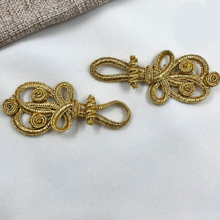Handwoven Gold Leaf Shape Belt Pendants Cheongsam Belt Pendants For Traditional Costume Embellishment Clothing Project