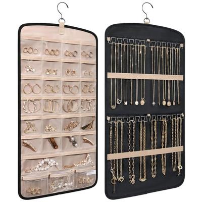 Mitoland Jewelry for Hair Transparent Black Storage, Door/Wall Mount, Double-Sided, Thick, Hanging, Accessories, Earrings, Accessories, Pockets, PVC,
