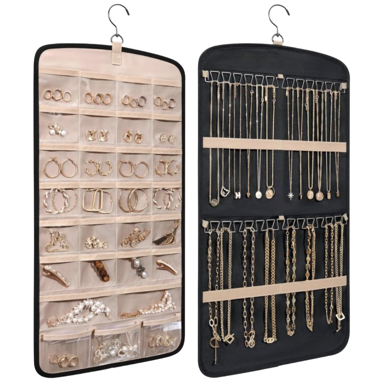 

Mitoland Jewelry for Hair Transparent Black Storage, Door/Wall Mount, Double-Sided, Thick, Hanging, Accessories, Earrings, Accessories, Pockets, PVC, чёрный