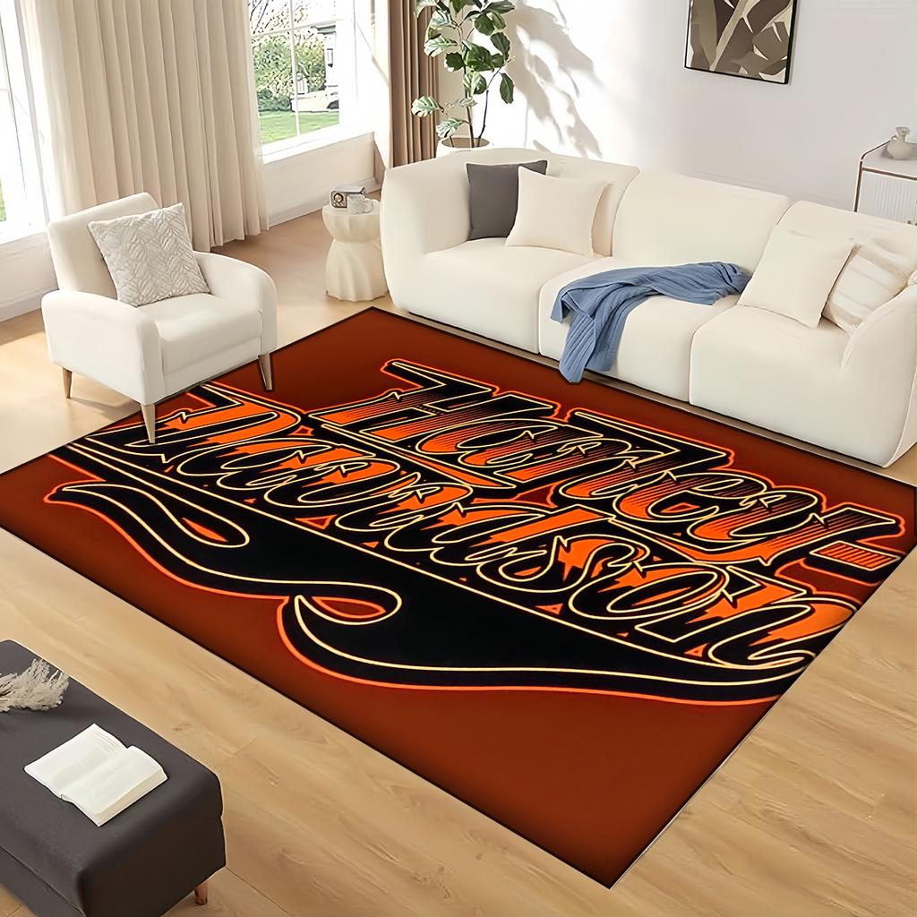 3D Vintage Motorcycle H-Harleys Style Large Area Rug – Non-Slip Floor Mat for Garage, Living Room, Bedroom, Doormat Decor & Gift