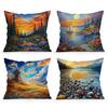 Mountain Sea Sunset Pillowcase Printed Polyester 45x45cm Throw Pillowcover Decorative Sofa Cushion Pillowslip Home Decor