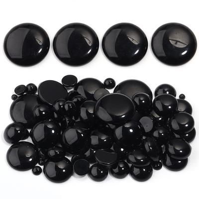 5/10pcs Natural Stone Cabochon Black Agate Round Flatback Cabochon Loose Beads For Jewelry Making DIY Ring Pendants Accessories