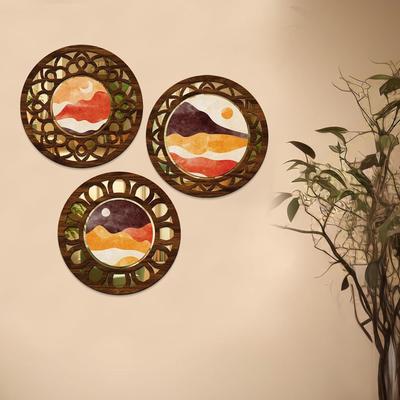Mirror Style MDF Home Decoration Item for Living Room Set of 3 | Wall Hanging | Wall Decor