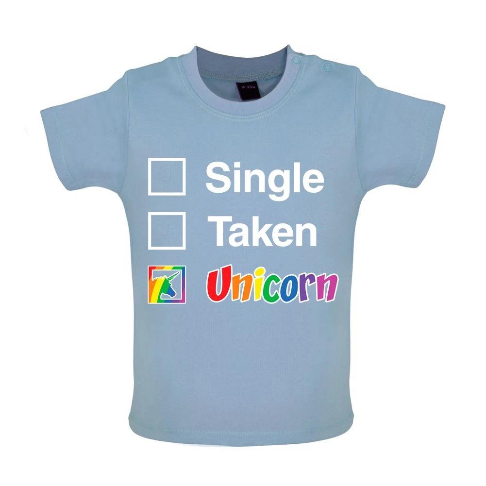 Single Taken Unicorn - Baby Kids Boys Girls Unisex T-Shirt / Babygrow - Funny Fantasy Unicorns Love 130