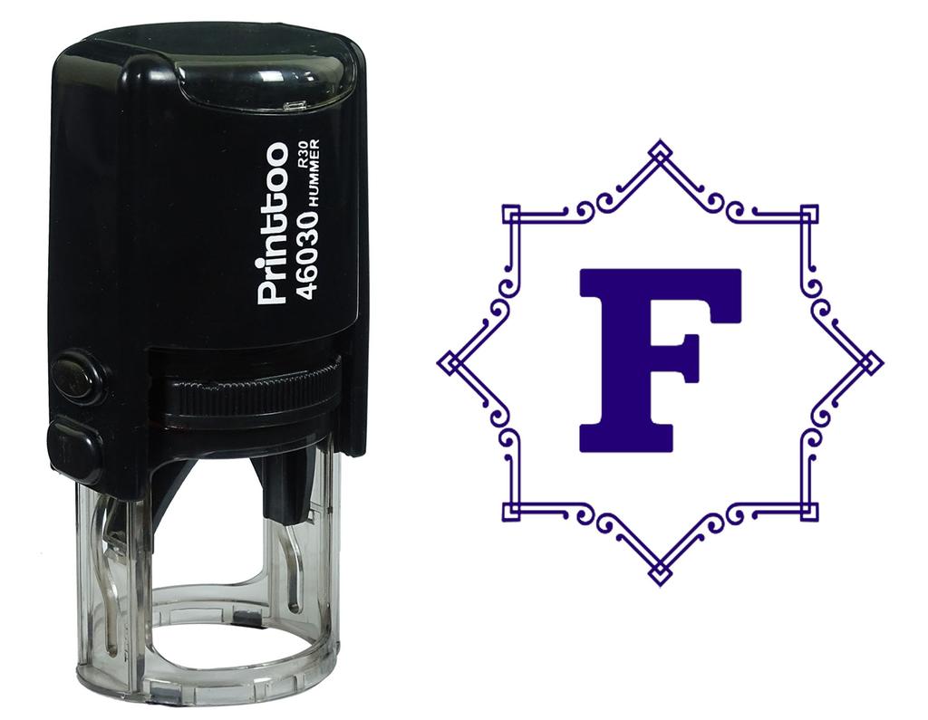 Printtoo Octagon Celtic Swirl Frame Alphabet F Monogram Self Inking Rubber Stamp Office