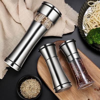 ABS Glass Cooking Gadgets Stainless Steel Spice Herb Grinder Kitchen Utensil Accessories Adjustable Salt Mill Pepper Grinder