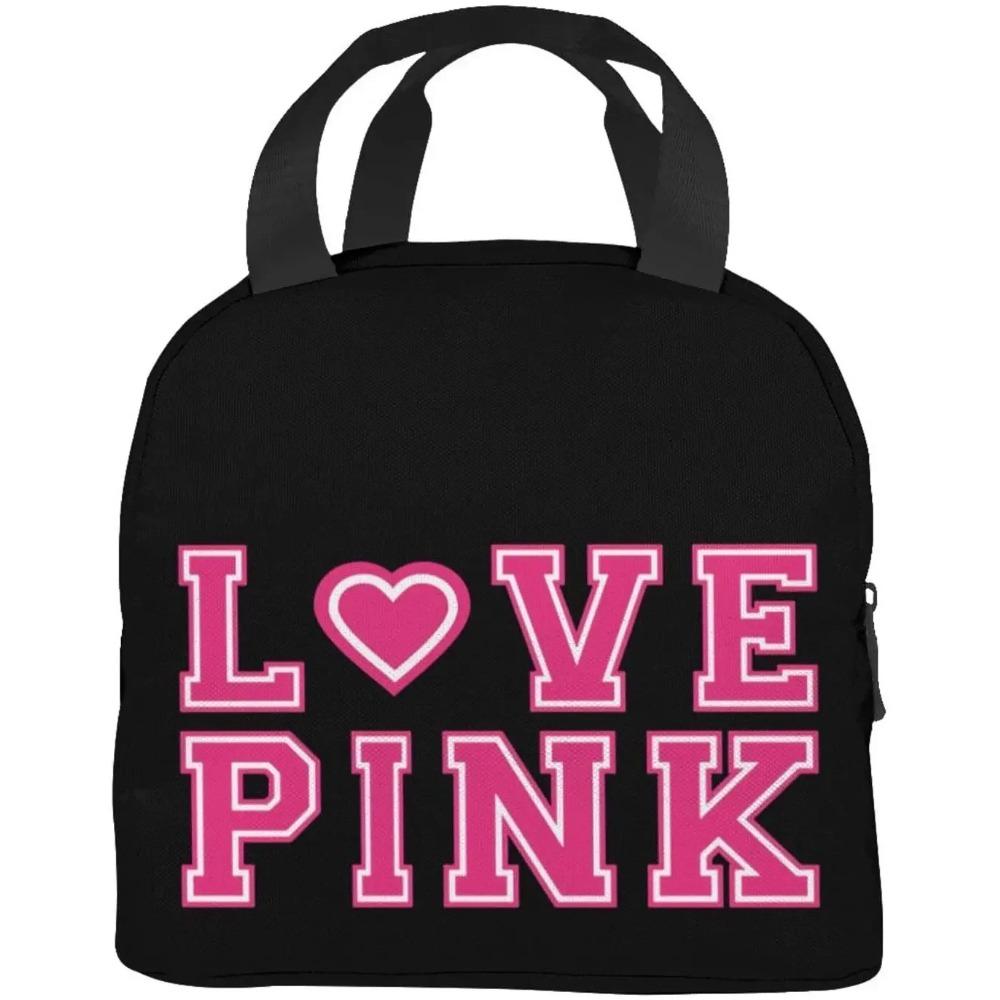 Love Pink Damska Izolowana Torba na Lunch Mleko Truskawkowe Wielokrotnego Użytku Chłodząca Torba Termiczna na Lunch Pojemnik, Chłopcy Dziewczynki Słodki Pojemnik Lunch Przenośna Torba
