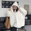 Jimo hooded sweater women's clothing autumn and winter loose lazy wind fleece zipper cardigan top jacket