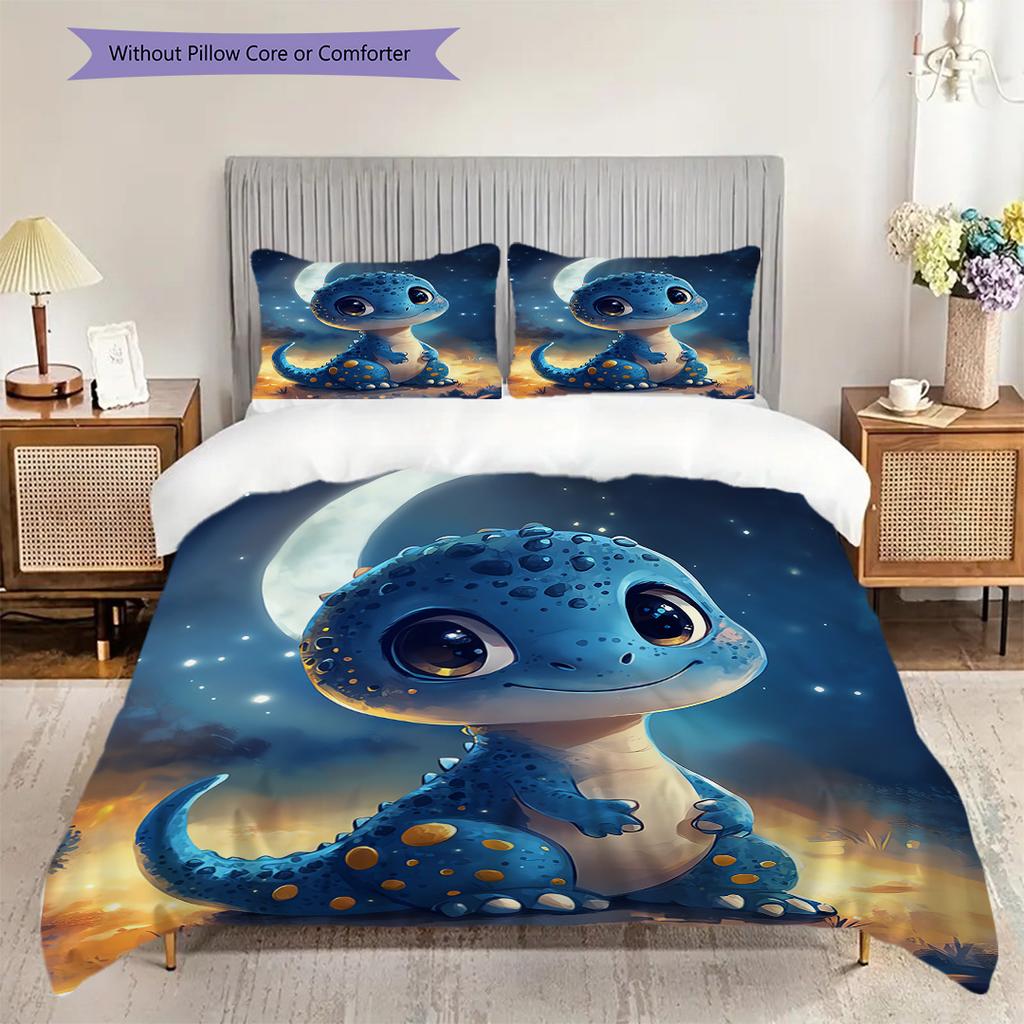 Dinosaurier-Muster Bettwäsche Steppdecke Set Bettbezug Kissenbezug Heimdekoration Geburtstagsgeschenk (1 Bettbezug + 2 Kissenbezüge, ohne Füllung)