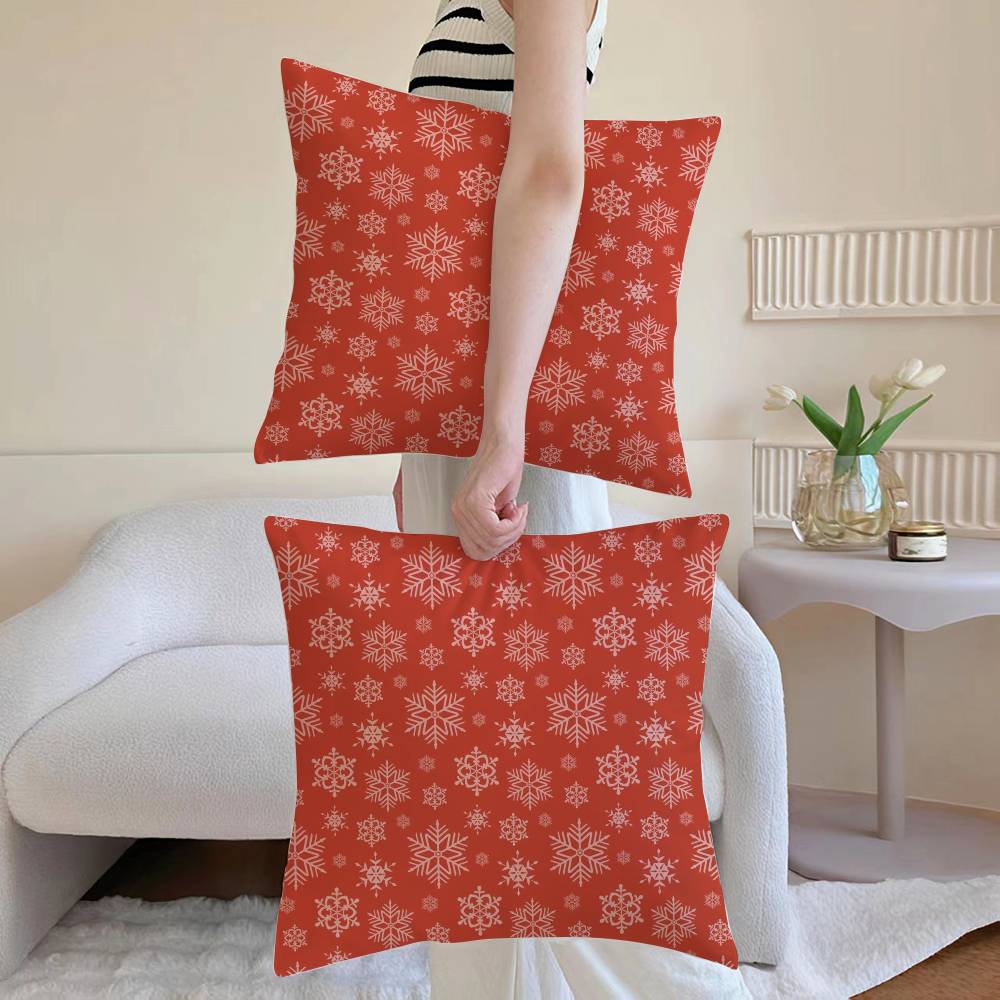 Weihnachts-Schneeflocken Kissenbezug Sofa und Wohnzimmer Dekorative Kissenbezüge Staubdicht und Milbendicht Unsichtbarer Reißverschluss