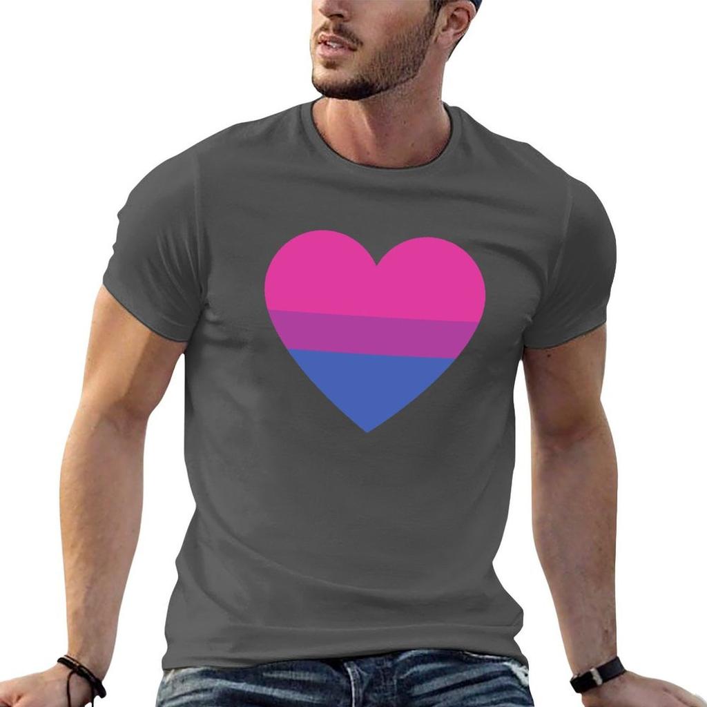 Bi Pride Heart TShirt Summer Holiday Casual Tee