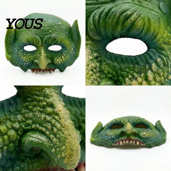 Durable Foam Costume Mask Halloween Green Lizard Mask, Realistic Textured Half-Face Mask,PU Soft Material Accessory Accessory, for Parties And Cosplay
