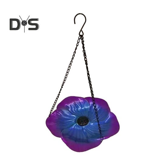 

Подвесная ванна для птиц, стеклянный цветочный дизайн, железная станция для поения пчел, уличная ванна для бабочек, чаша для кормления пчел для двора, сада, внутреннего дворика, декора фиолетовый