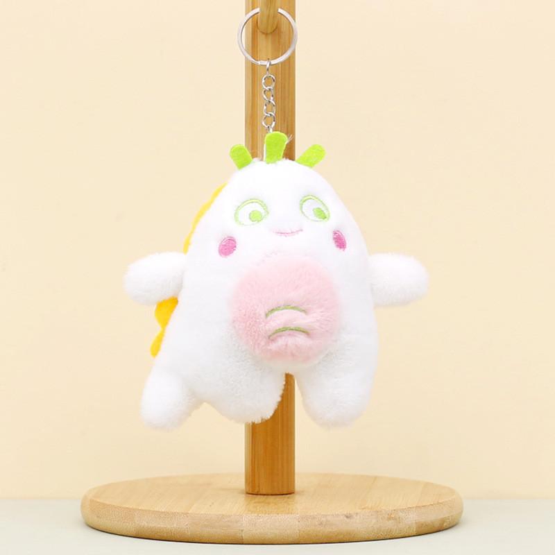 

Sweet Dinosaur Plush Bag Charm Cozy 12cm Monster Keychain In Four Colors White Dinosaur